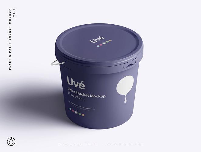 塑料手提涂料油漆桶产品包装设计贴图ps样机素材多角度展示模板